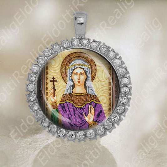 St Claudia Martyr Orthodox Silver Tone Medal. Religious Jewelry Pendant. NEW