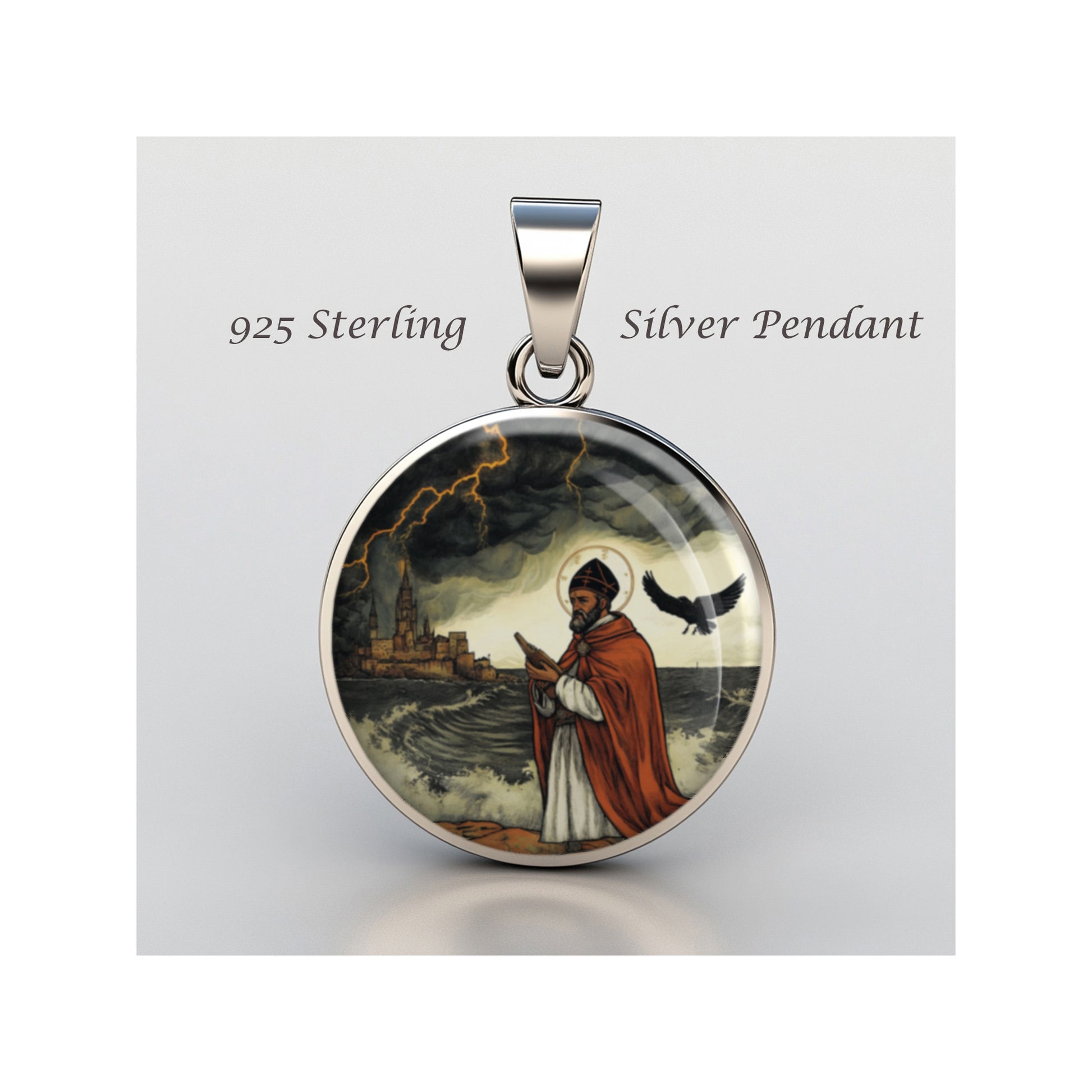 Saint Medard Catholic sterling silver 925 Christian Medal Patron Pendant image 0