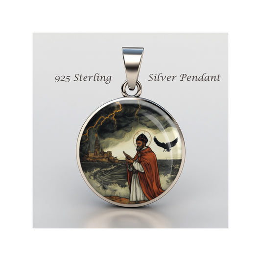 Saint Medard Catholic sterling silver 925 Christian Medal Patron Pendant image 0