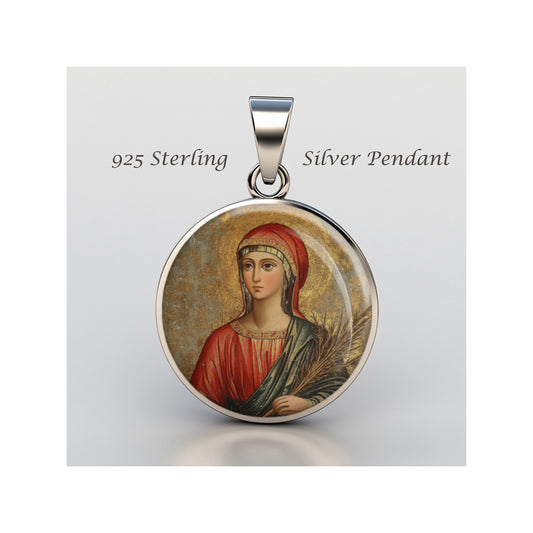 Saint Kalliopi Calliope Catholic sterling silver 925 Christian Medal Patron image 0