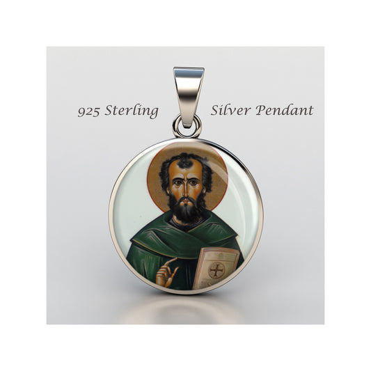 Saint David Of Wales Catholic sterling silver 925 Christian Medal Patron Pendant image 0