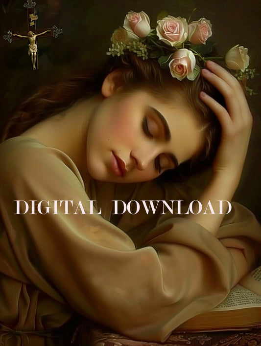 Saint Rosalia Sleeping Print Religious Art Digital Image image 0
