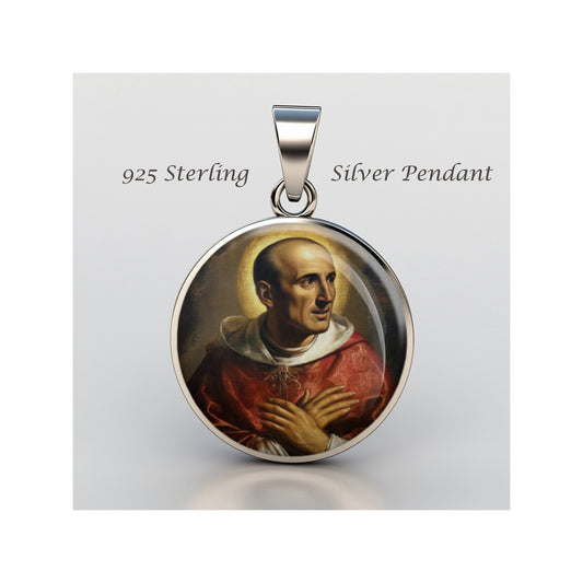 Saint Charles Borromeo Catholic sterling silver 925 Christian Medal Patron image 0