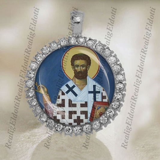 Saint Clement of Metz Religious Christian Catholic Silver Tone Medal Pendant