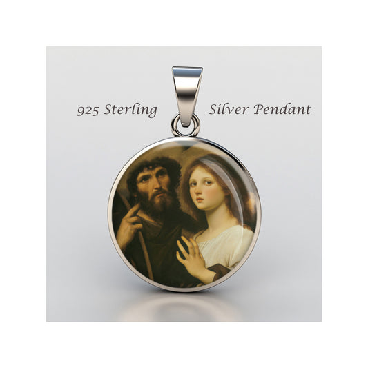 Saint Roch With Angel Catholic sterling silver 925 Christian Medal Patron image 0
