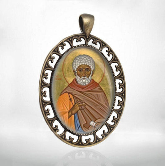 St Moses the Black Abba Moses the Robber Bronze Pendant