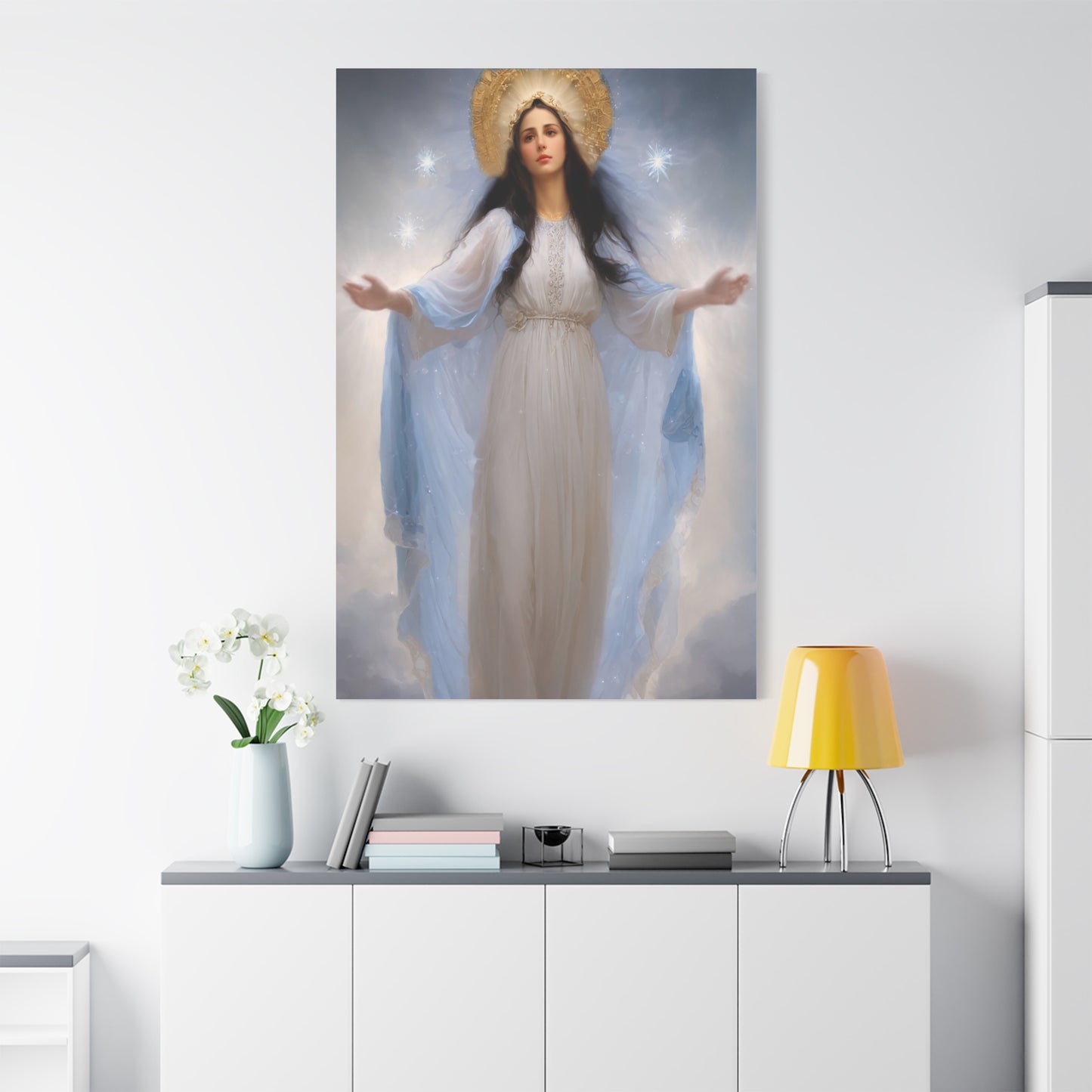Ready to Hang - Our Lady of Stars Virgin Mary Catholic Canvas Wall Art, Christian Decor