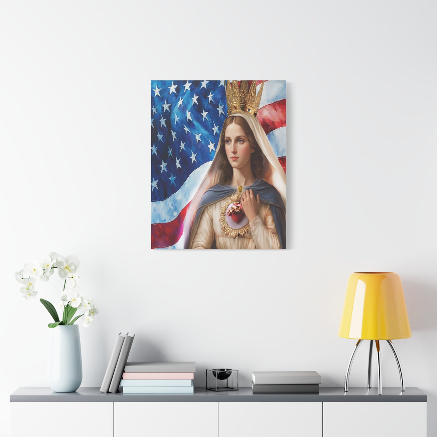 Ready to Hang - Mary Our Lady of America Catholic Canvas Wall Art, Christian Decor