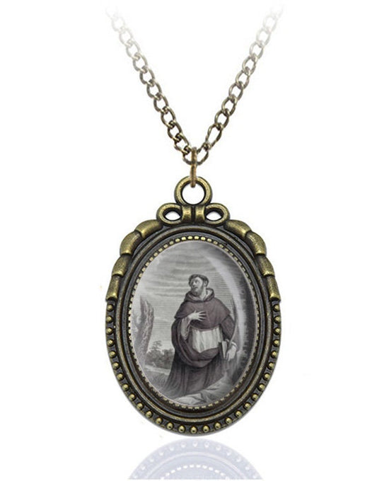 Saint Peter of Verona Bronze Oval Necklace