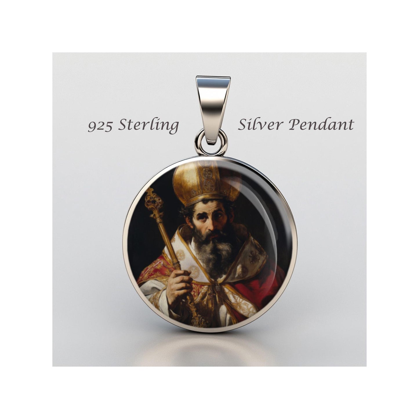 Saint Ambroise Bishop Religious Devotional sterling silver 925 Christian Medal Patron