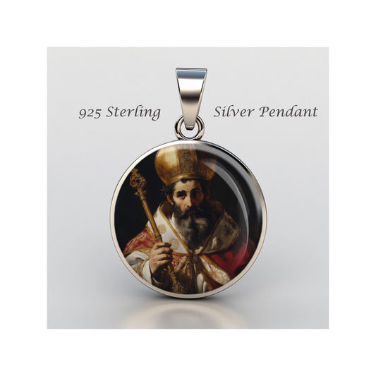 Saint Ambroise Bishop Religious Devotional sterling silver 925 Christian Medal Patron