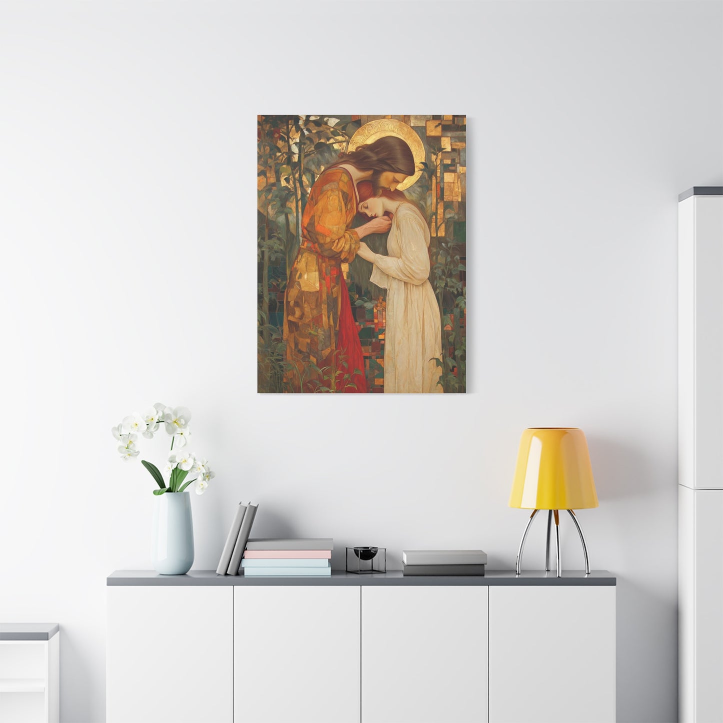 Healing Love - Christ Embracing Mary Magdalene Catholic Canvas Wall Art, Christian Decor