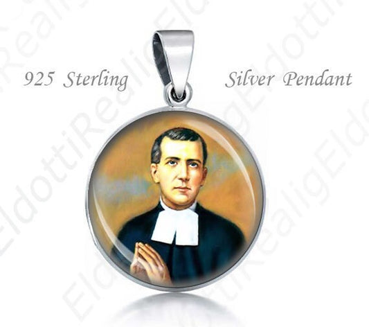 St Jaime Hilario Barbal Religious Christian 925 Silver Medal Round Pendant 20mm Jewelry for Necklace