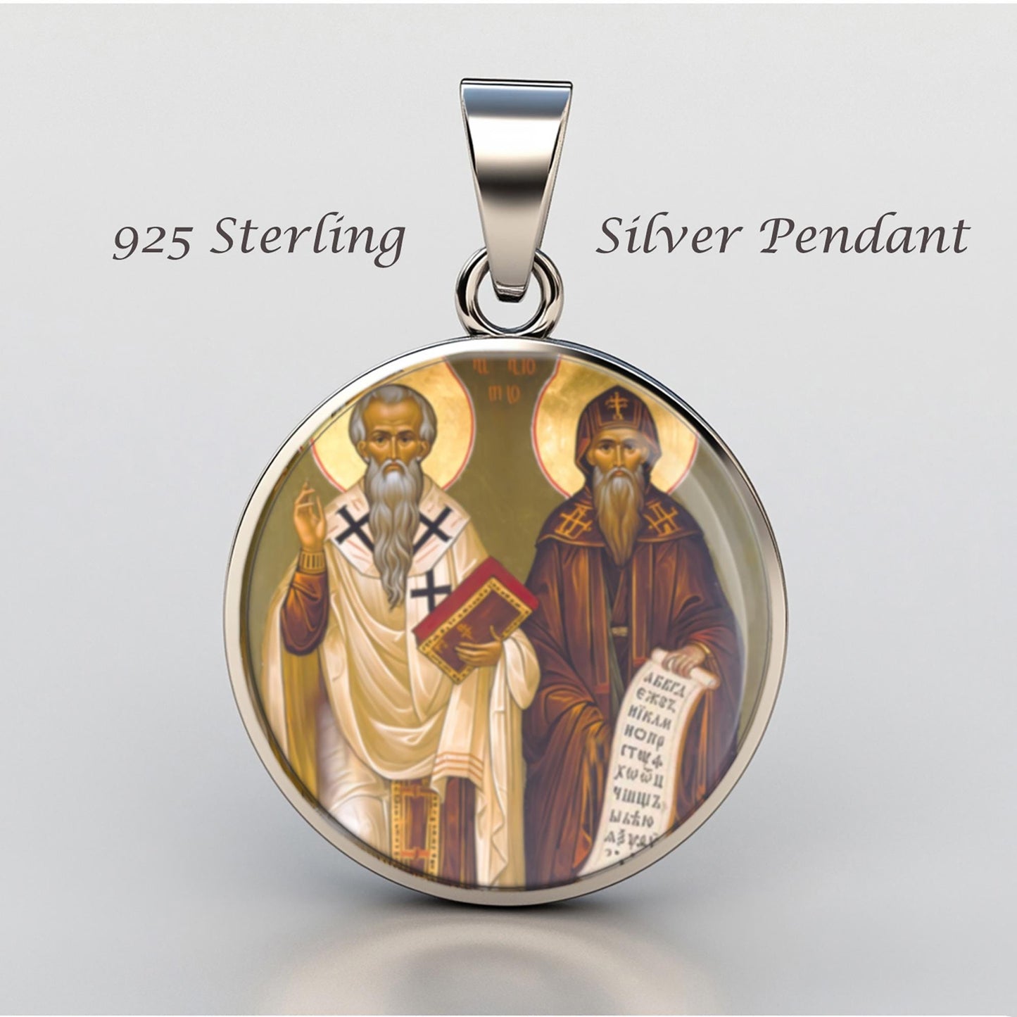 Sts Cyril And Methodius Religious Devotional sterling silver 925 Christian Medal Patron