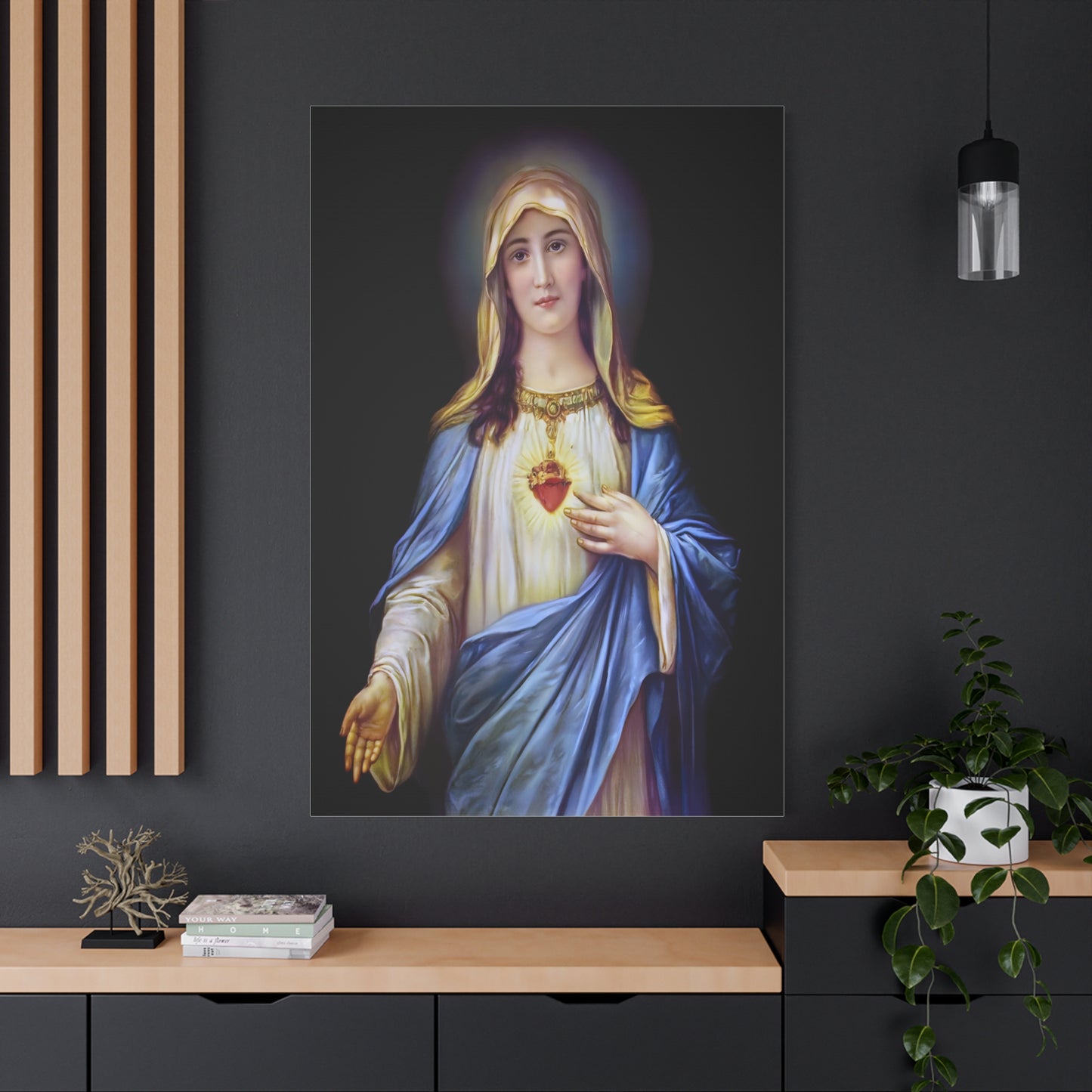 Immaculate Heart Mother Mary - Catholic Canvas Wall Art, Christian Decor