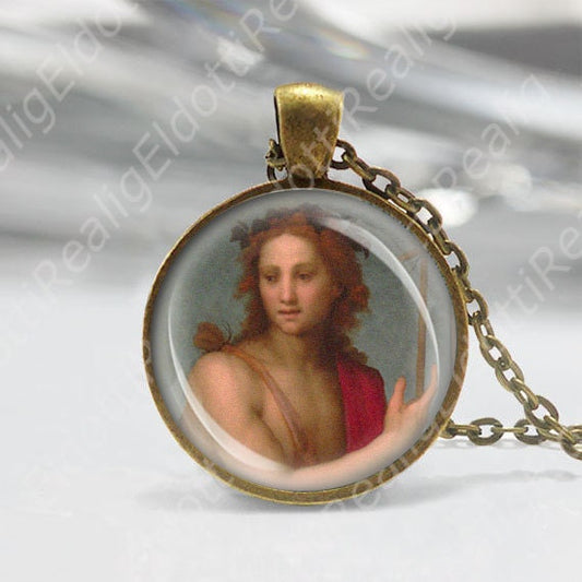 St John the Baptist Catholic Necklace Medal Religious Pendant Art Jewelry Bronze