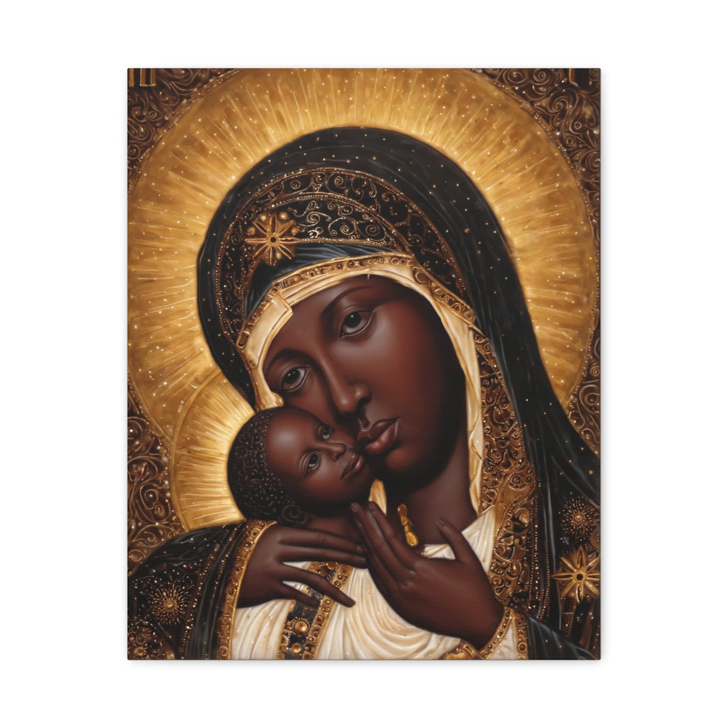 Black Madonna African Mother Mary Catholic Canvas Wall Art, Christian Decor