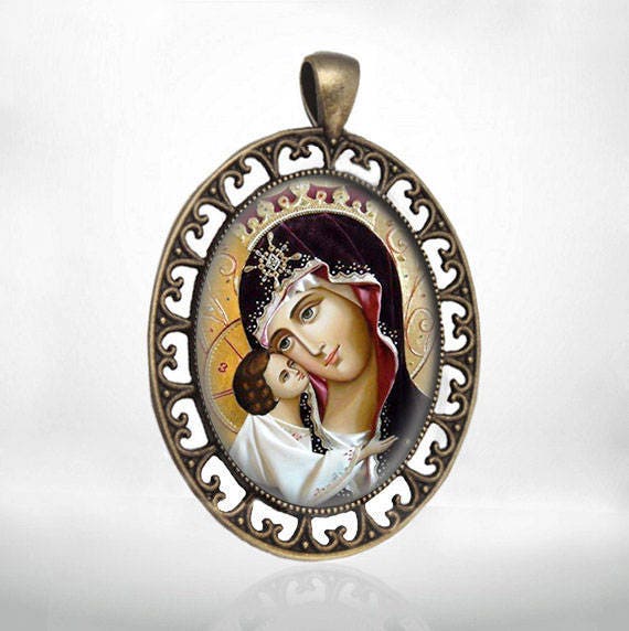 Mother Mary and Baby Jesus Pendant Orthodox Icon