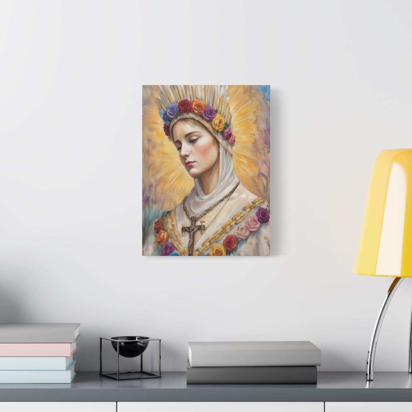 Our Lady La Salette Catholic Canvas Wall Art, Mother Mary Print Christian Decor