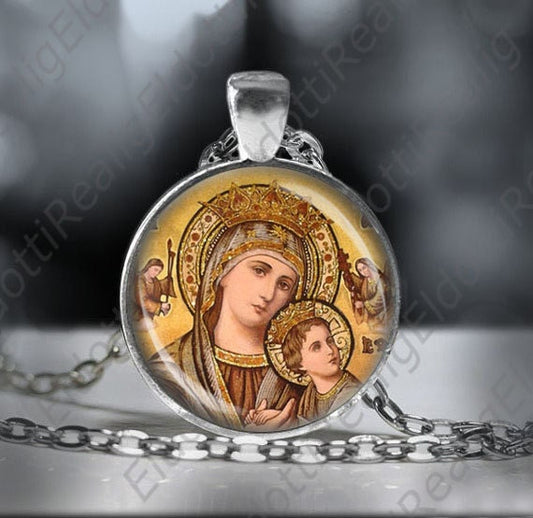 Our Lady of Perpetual Help Religious Catholic Necklace Medal Blessed Virgin MaryPendant