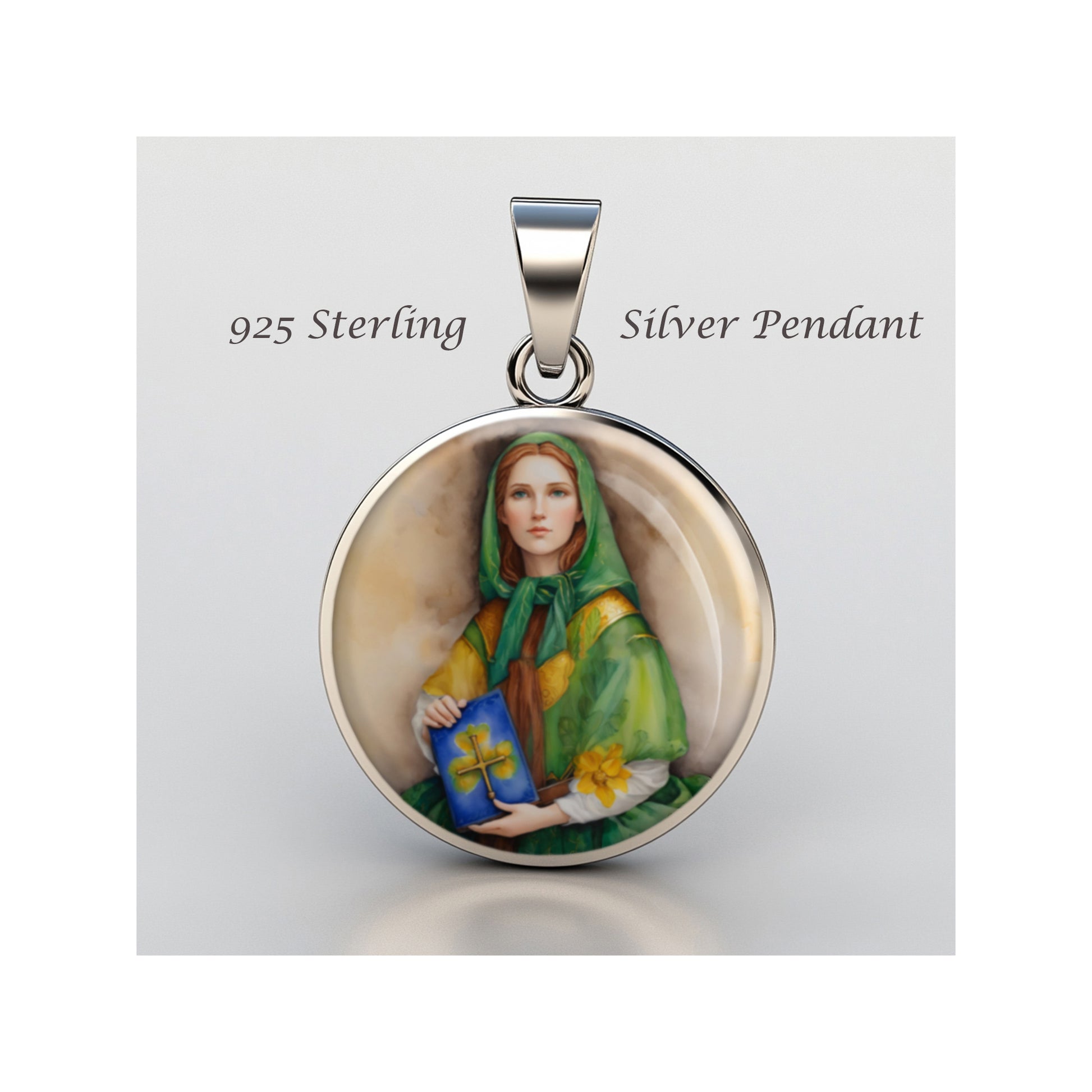 Saint Dymphna Catholic sterling silver 925 Christian Medal Patron Pendant image 0