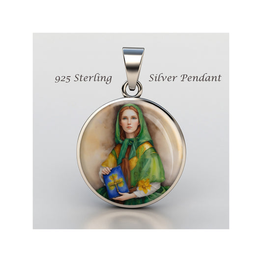 Saint Dymphna Catholic sterling silver 925 Christian Medal Patron Pendant image 0