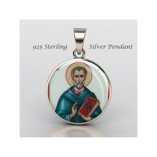 Saint Theodore Catholic sterling silver 925 Christian Medal Patron Pendant image 0