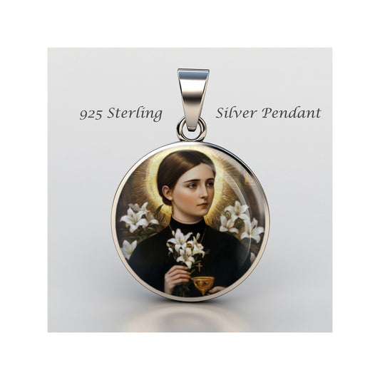 Saint Gemma Galgani Catholic sterling silver 925 Christian Medal Patron Pendant image 0