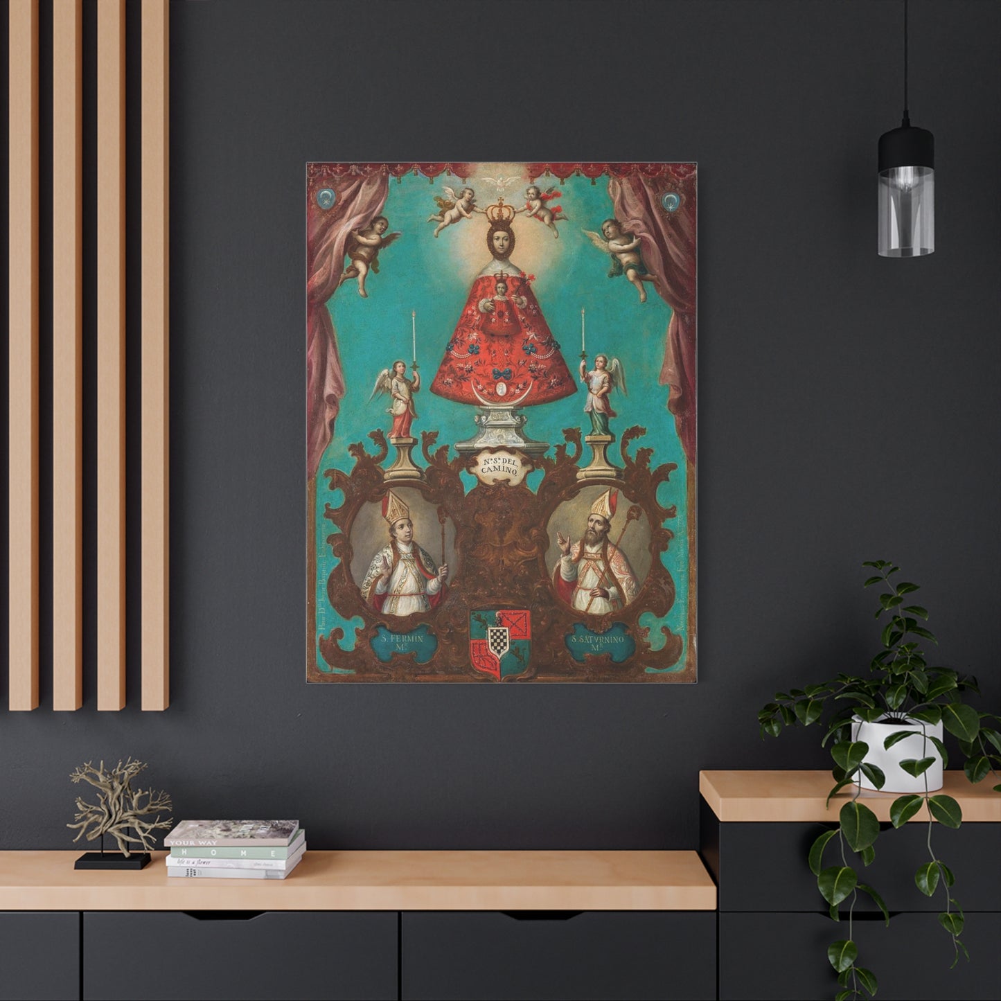 The Virgin of El Camino with St Fermin and St Saturnino Catholic HQ Print on Canvas Ready To Hang - Virgin Mary Canvas