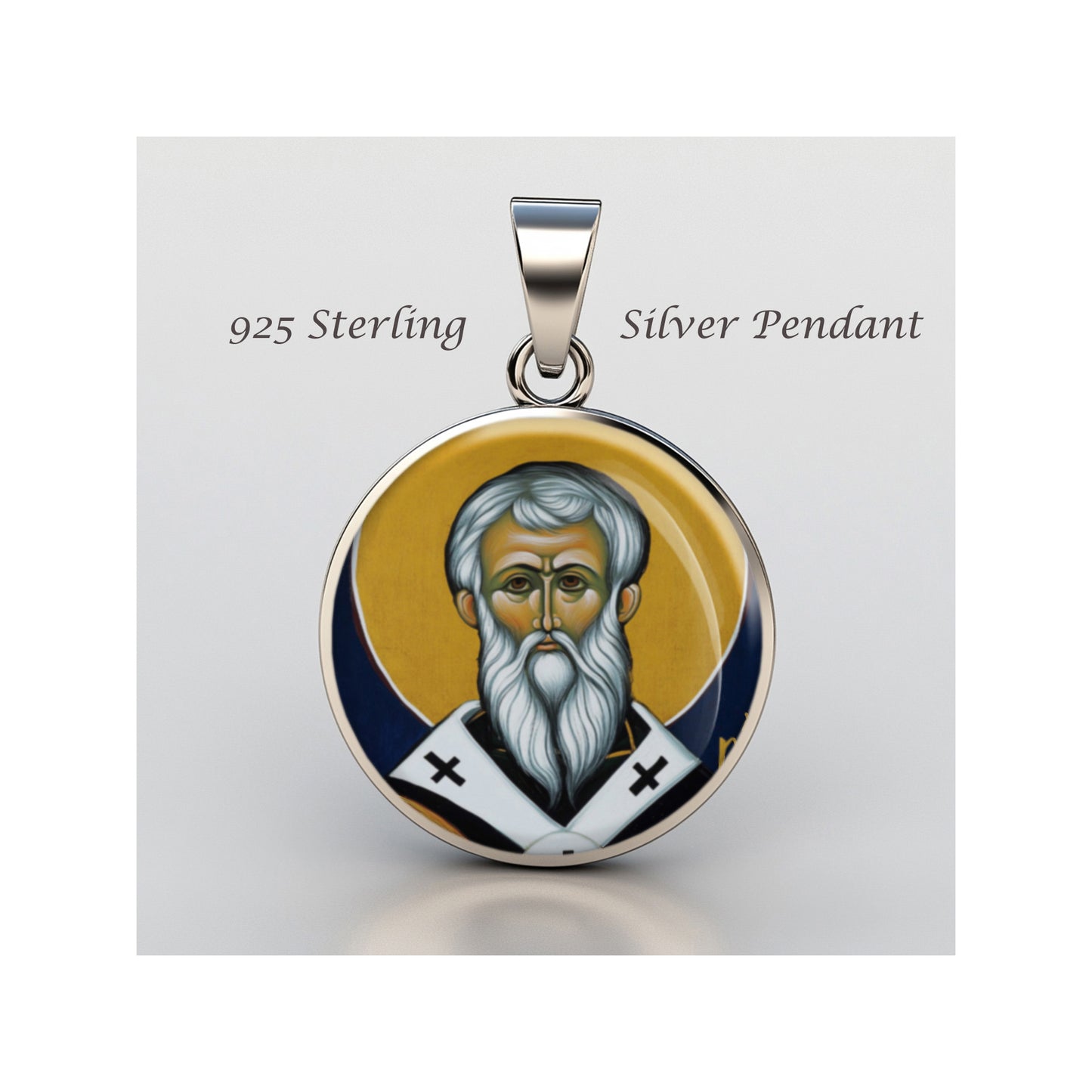 Saint Modestos Bishop Of Jerusalem Catholic sterling silver 925 Christian Medal image 0
