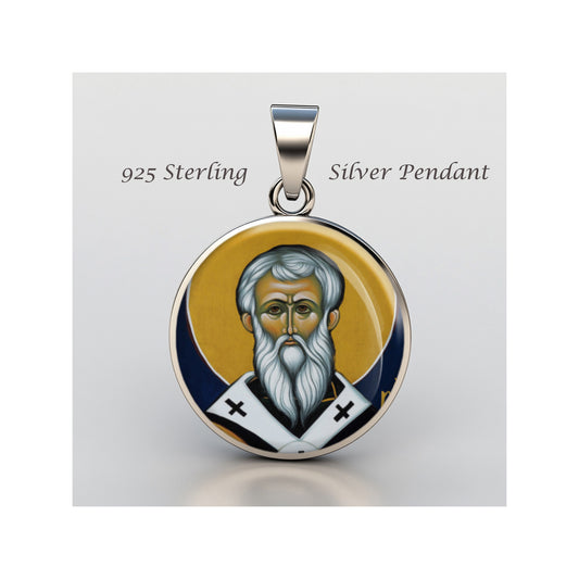 Saint Modestos Bishop Of Jerusalem Catholic sterling silver 925 Christian Medal image 0
