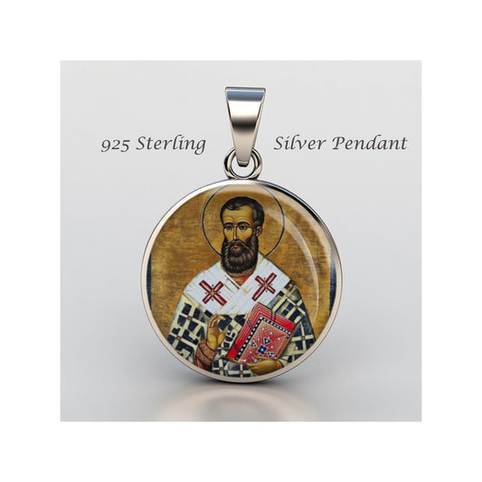 Saint Ambrose Religious Devotional sterling silver 925 Christian Medal Patron Pendant