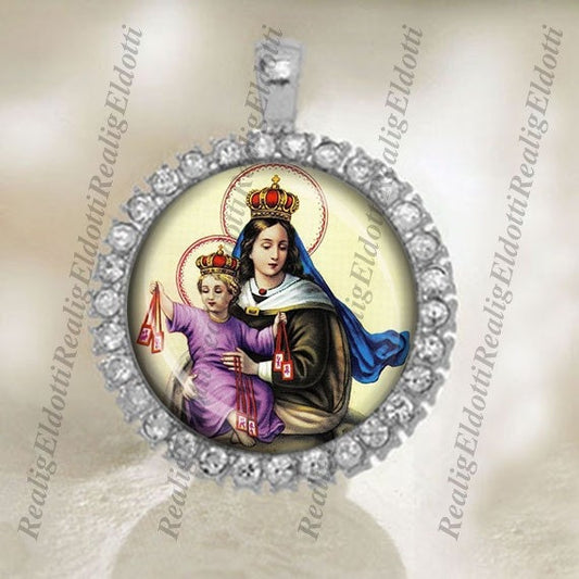 Our Lady Of Mount Carmel Christian Catholic Silver Tone Medal Pendant Jewelry
