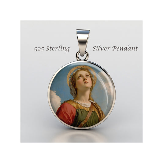 Saint Lucia Of Syracuse Saint Lucy Catholic sterling silver 925 Christian Medal image 0