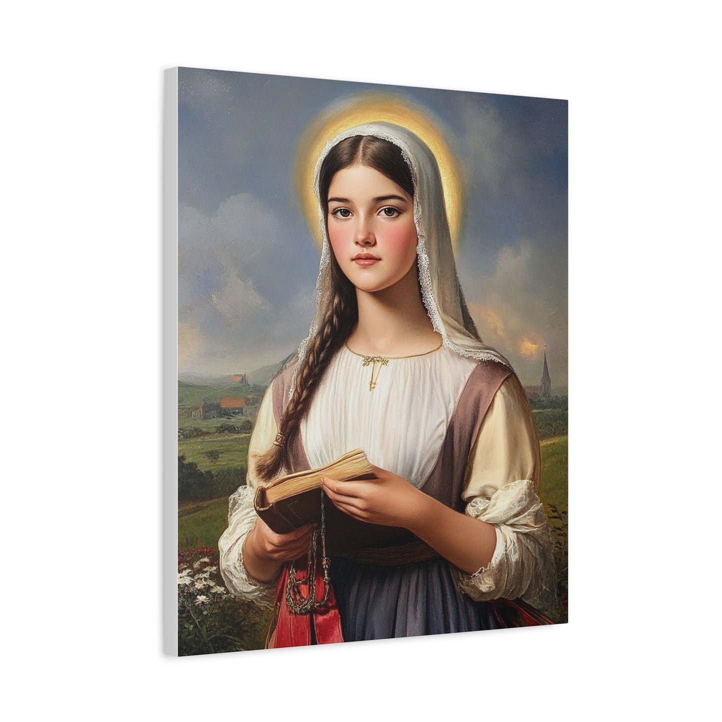 St. Genevieve Catholic Canvas Wall Art, Christian Decor