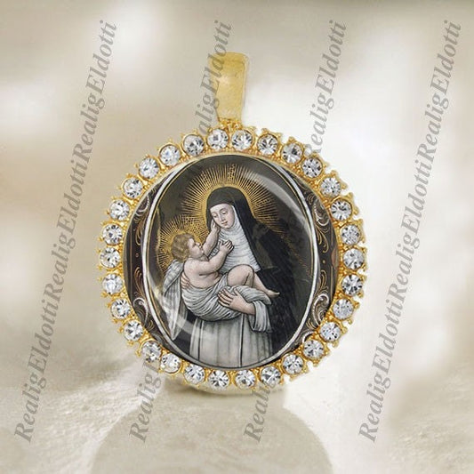 St Rose of Lima and Baby Jesus Catholic Gold Tone Medal Christian Religious