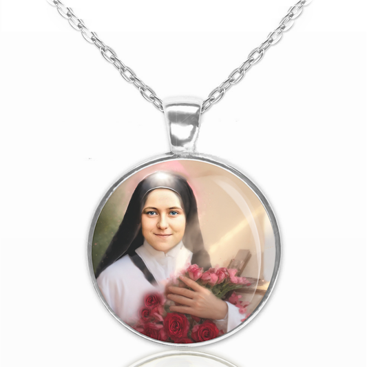 St. Therese Of Liseux Necklace Catholic Saint Pendant Medal image 0