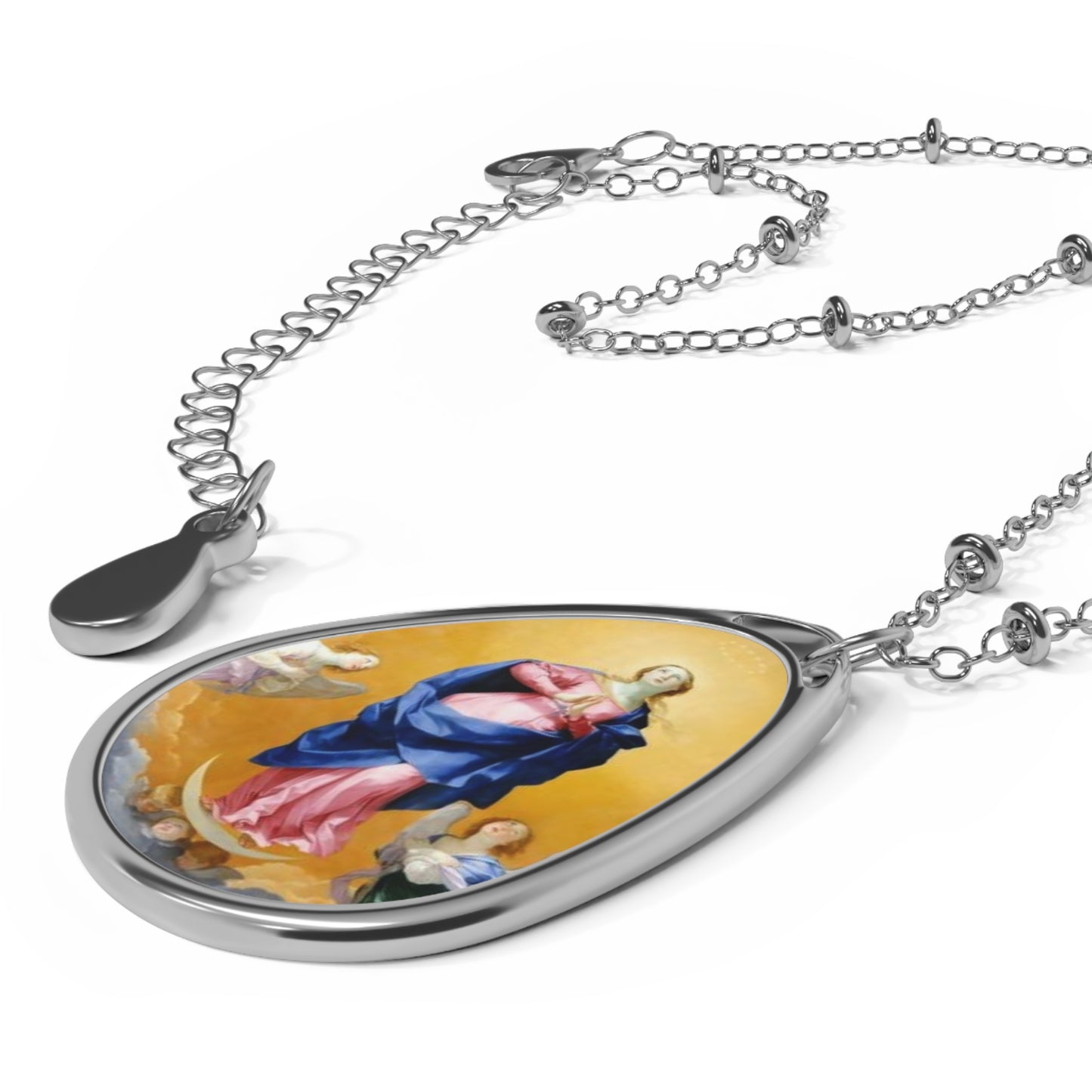 Art Print Immaculate Conception Our Lady Catholic Necklace - Drop Pendant Silver tone Medal
