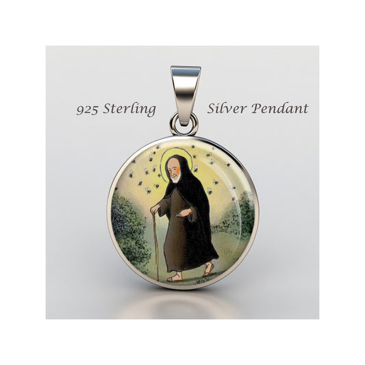Saint Modomnoc Patron Of Bees Catholic sterling silver 925 Christian Medal image 0