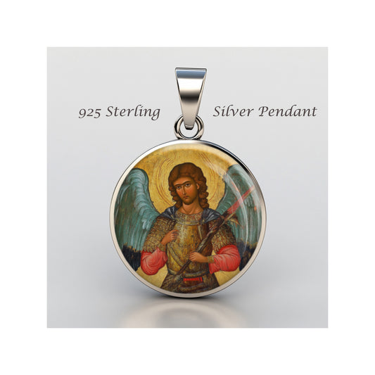 Saint Michael The Archangel Catholic sterling silver 925 Christian Medal Patron image 0