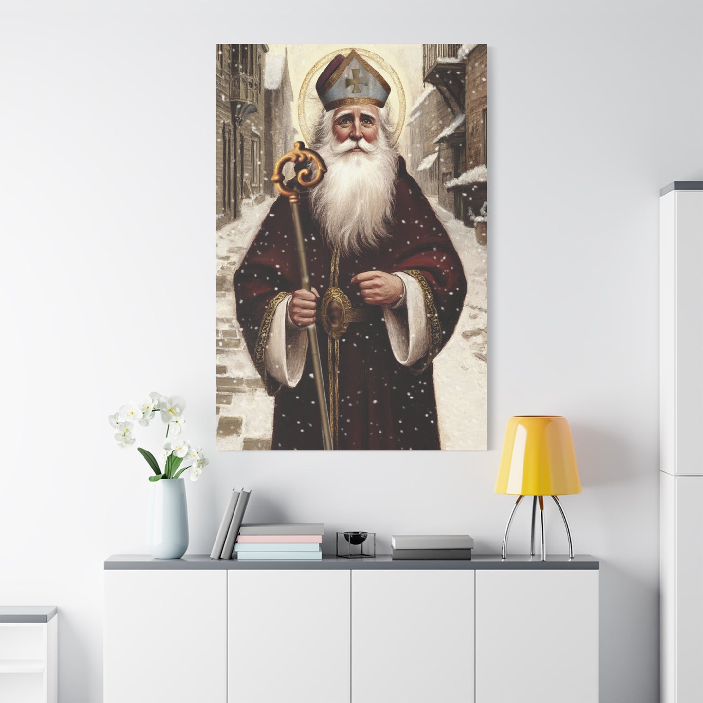 St. Nicholas of Bari Religious Canvas Wall Art, Christian Decor