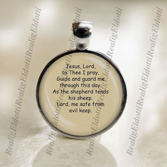 Jesus, Lord, to Thee I pray, Guide and guard me - Short Religious Prayer Catholic Medal Charm