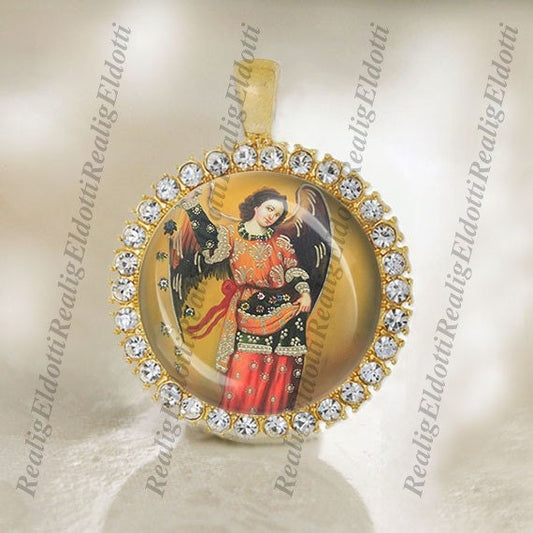 Barachiel the Archangel Religious Christian Gold Tone Medal Pendant