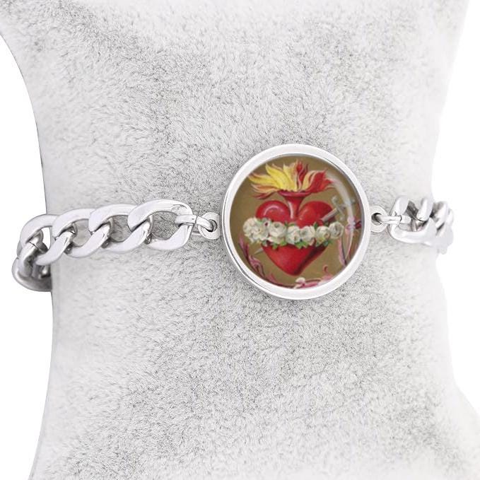 Our Lady Mary Immaculate Curb Bracelet Gold or Silver tone Religious Jewelry Simple Chain