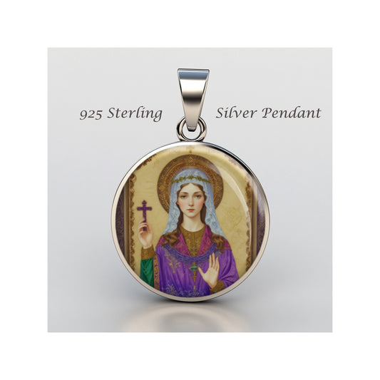 Saint Claudia Catholic sterling silver 925 Christian Medal Patron Pendant image 0