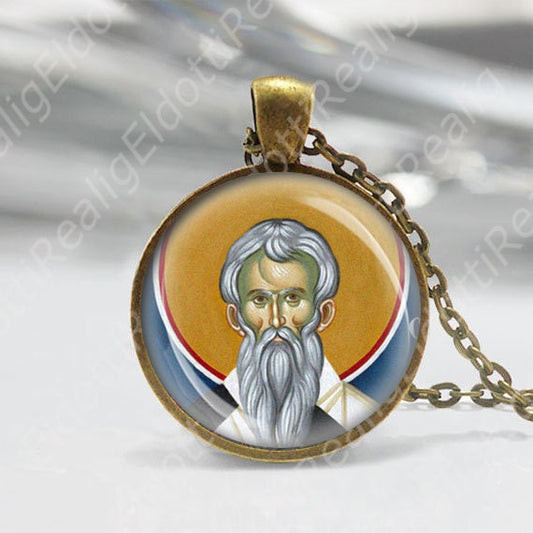 St Modestos Bishop of Jerusalem Orthodox Necklace Medal Religious Pendant NEW
