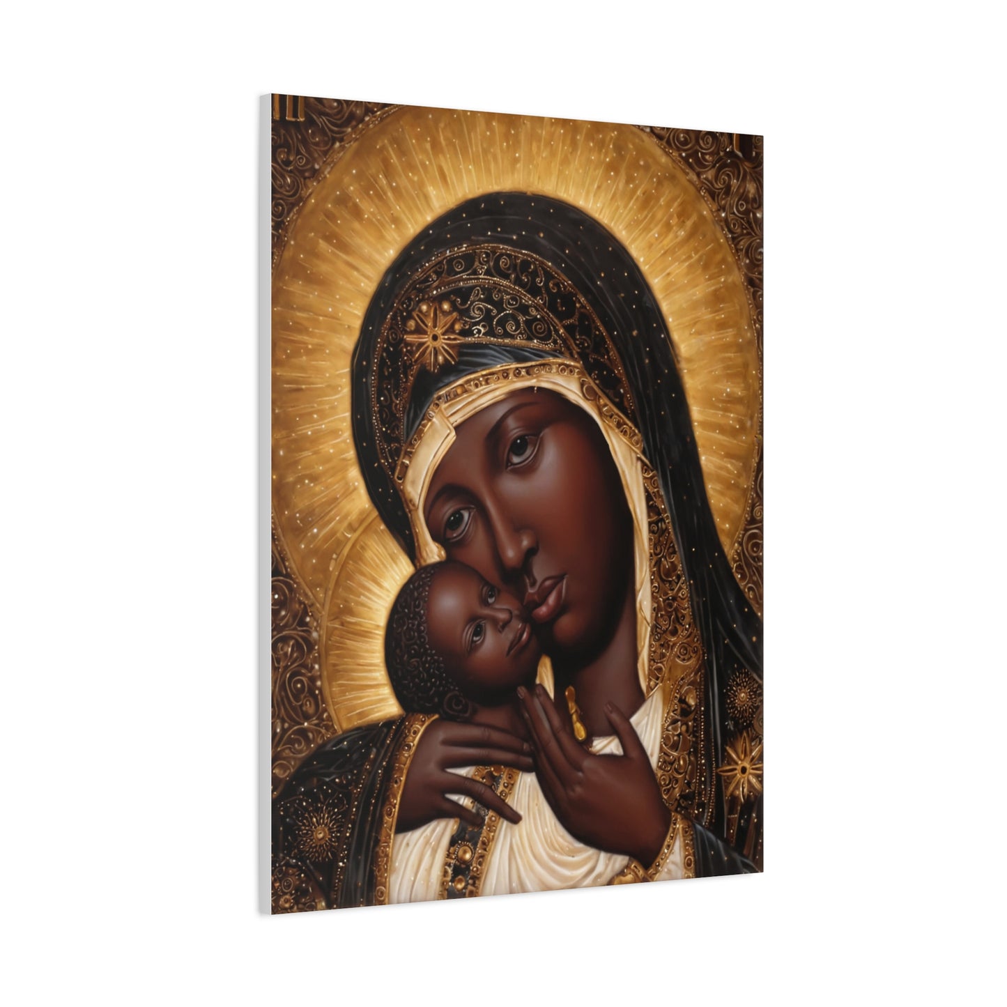 Black Madonna African Mother Mary Catholic Canvas Wall Art, Christian Decor