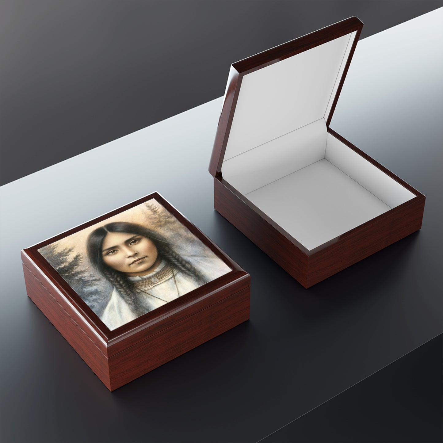 St. Kateri Tekakwitha Jewelry Box, Keepsake Storage, Decorative Box, Catholic Saint Home Decor