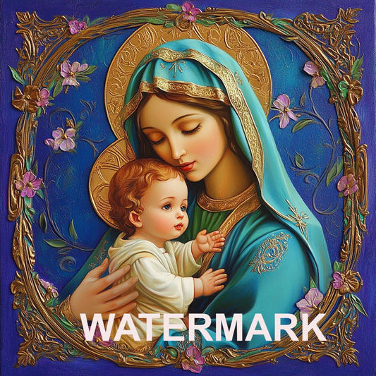 3D Style Mary And Baby Jesus Digital Image image 0