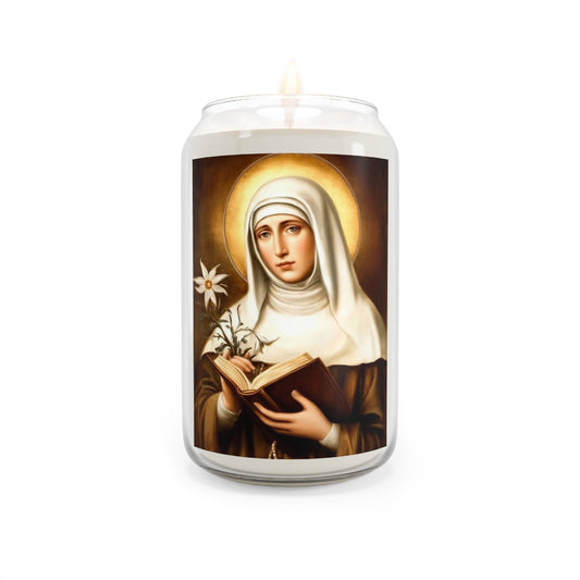 St. Catherine of Siena Catholic Serenity Scented Candle, 13.75oz | Relaxation Gift, Home Decor, Calm Atmosphere, Religious Decor